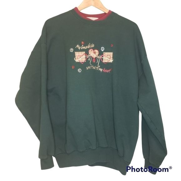Grandmacore Grandma Green Burgundy Sweatshirt Extra Large XL - Picture 1 of 4